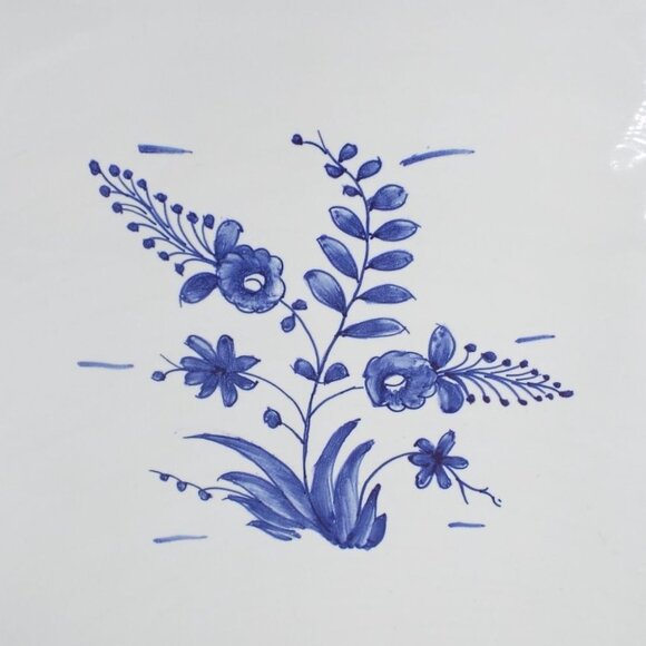 Vintage Hand Painted Blue and White Floral Platter Reticulated Lattice Portugal - Picture 3 of 11